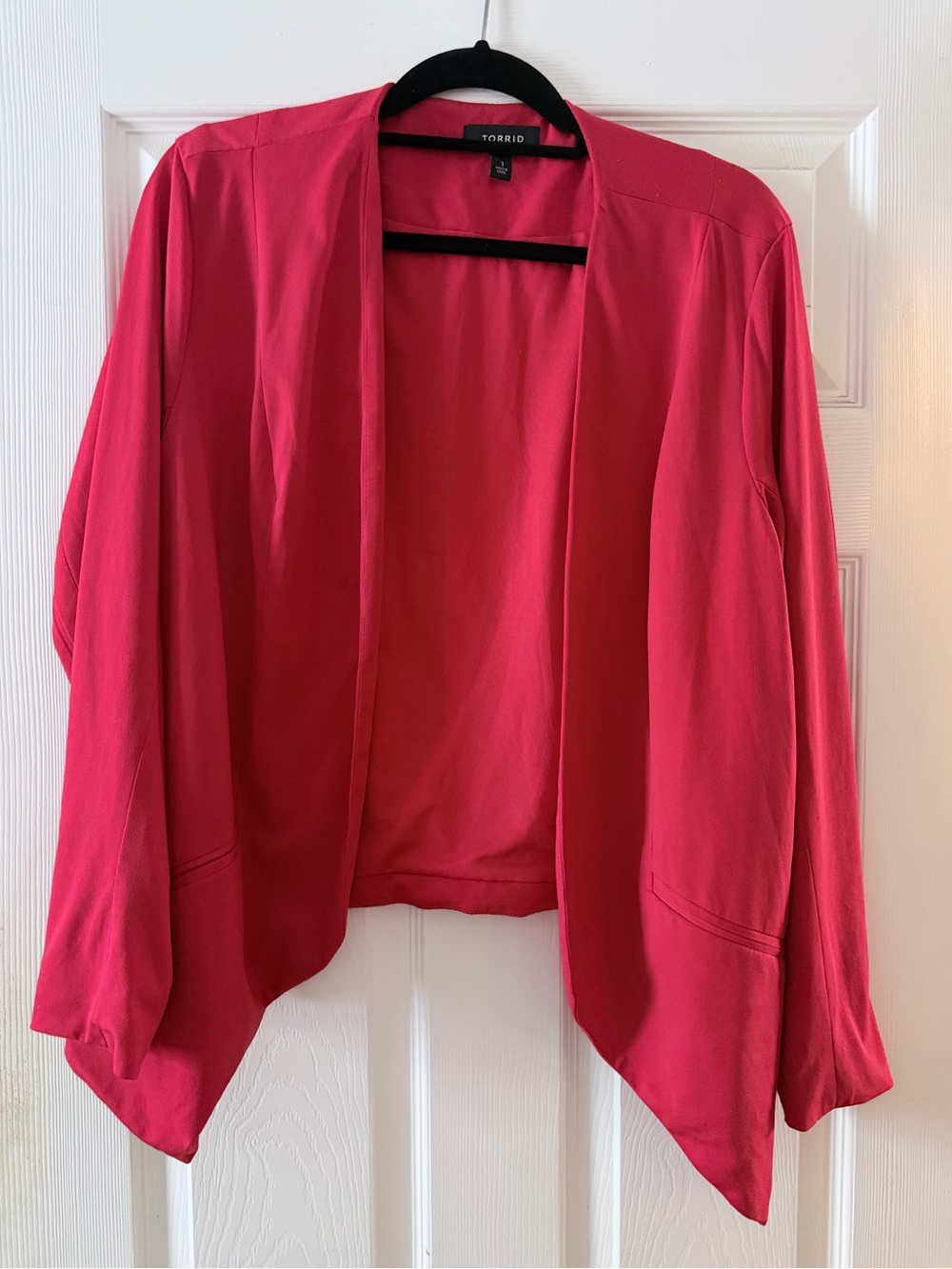 Torrid Red Draped Open-Front Blazer